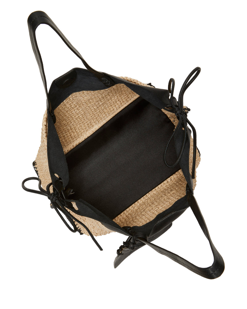 Jamee Leather & Raffia Large Tote Bag Black - Vince Camuto