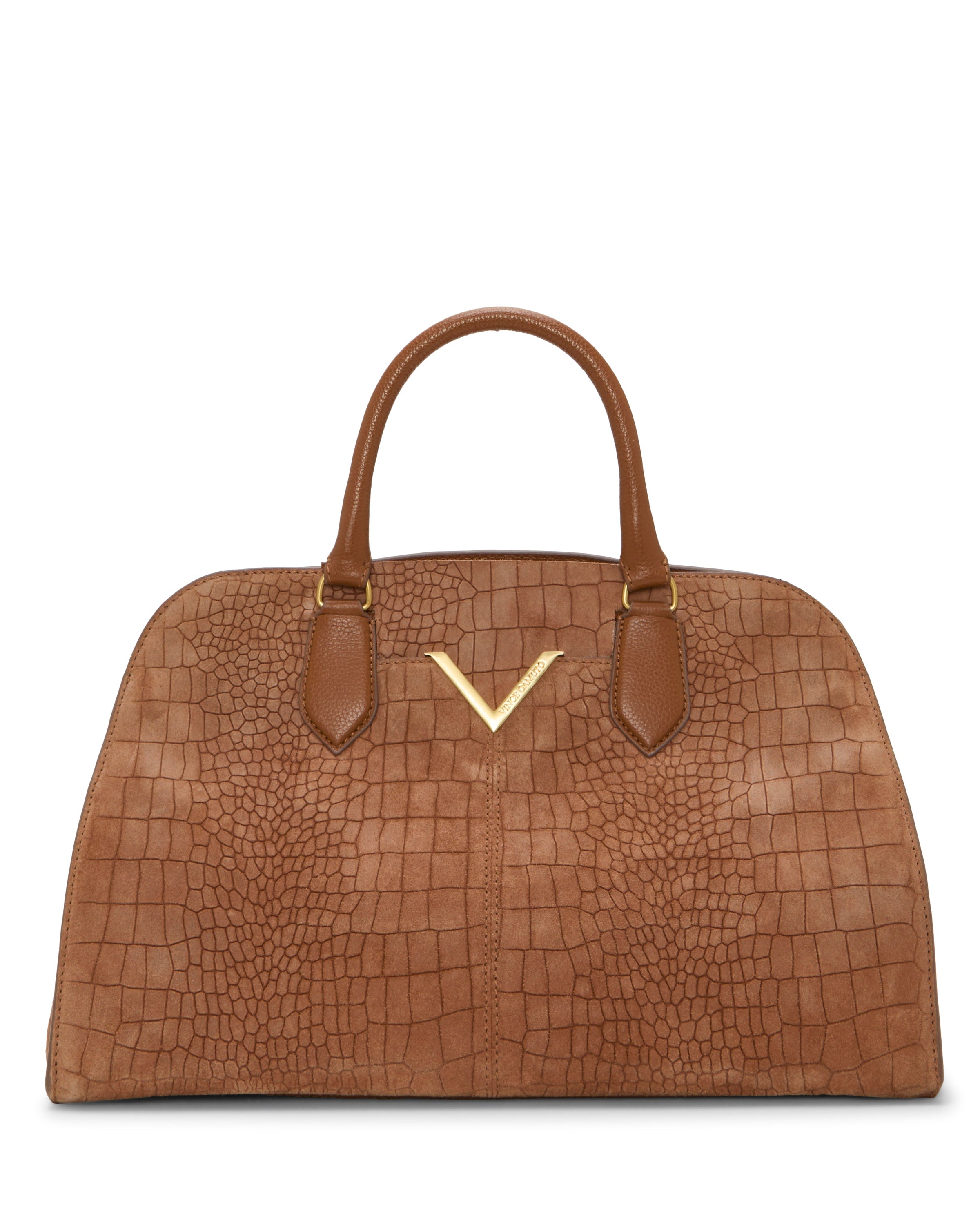 Tasha Satchel Bag - Cognac Croco - Vince Camuto