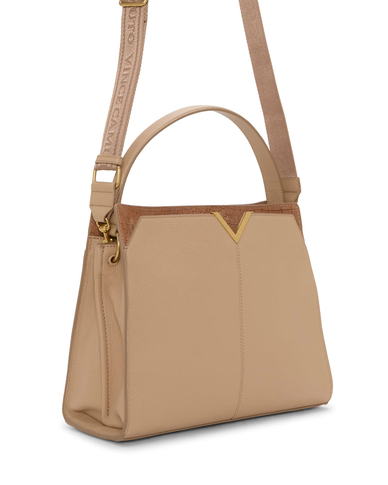 Tasha Shoulder Bag - Cappuccino/Cognac - Vince Camuto