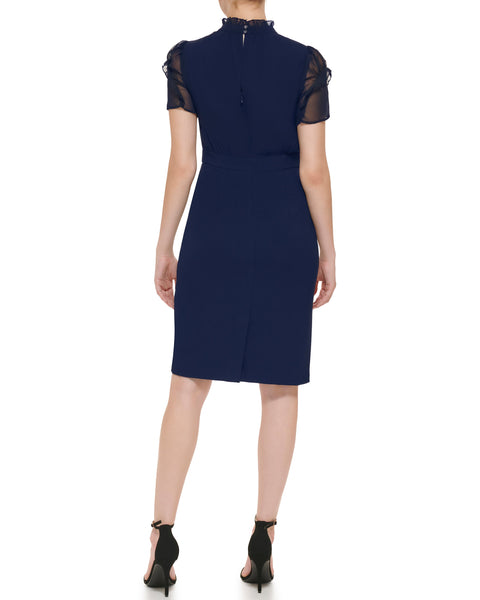 Vince Camuto Womens Puff Sleeve Knee Length Bodycon Dress Navy 8