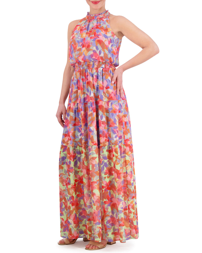 Floral-Print Smocked-Waist Dress - Vince Camuto