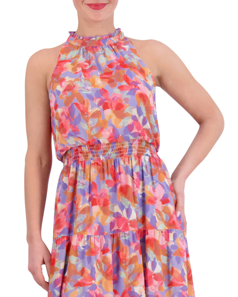 Floral-Print Smocked-Waist Dress - Vince Camuto