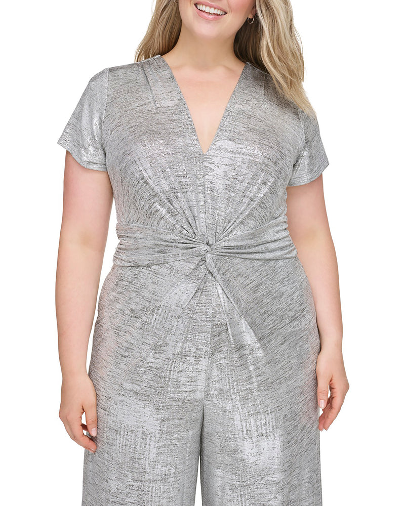 Metallic Twist-Front Jumpsuit - Vince Camuto