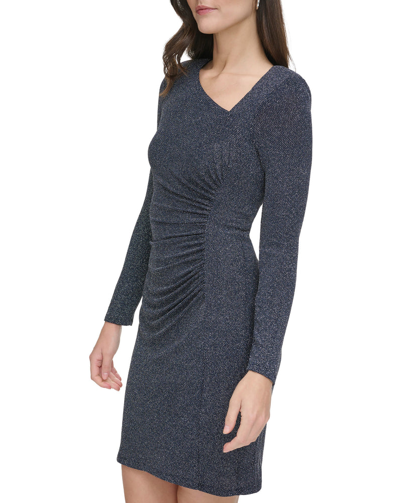Ruched Asymmetric-Neckline Dress - Vince Camuto