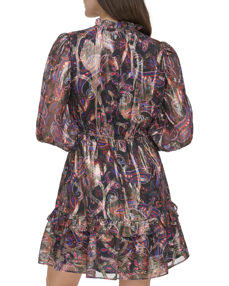 Petite Paisley-Print Tiered-Skirt Dress - Vince Camuto