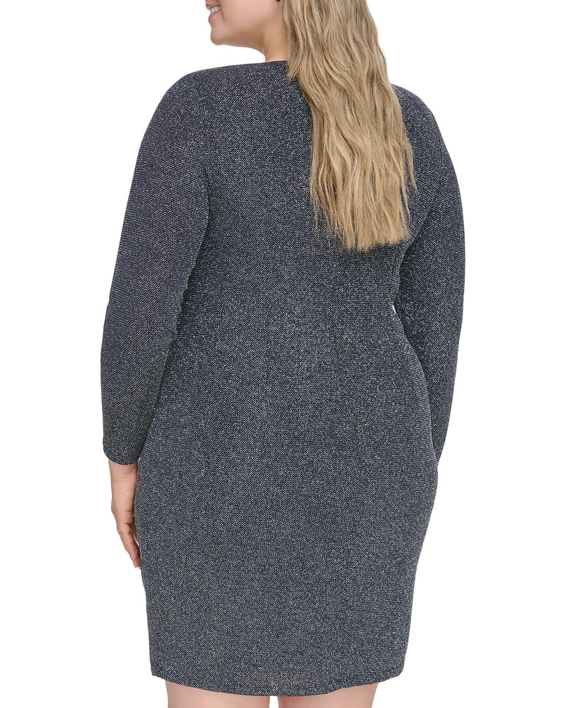 Plus-Size Ruched Asymmetric-Neckline Dress - Vince Camuto