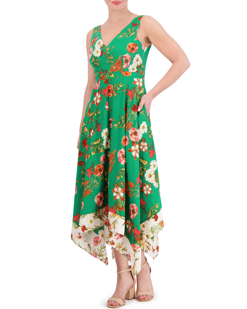 Floral-Print Handkerchief-Hem Dress - Vince Camuto