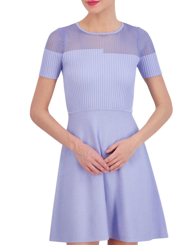 Ribbed-Bodice Fit-And-Flare Dress - Vince Camuto