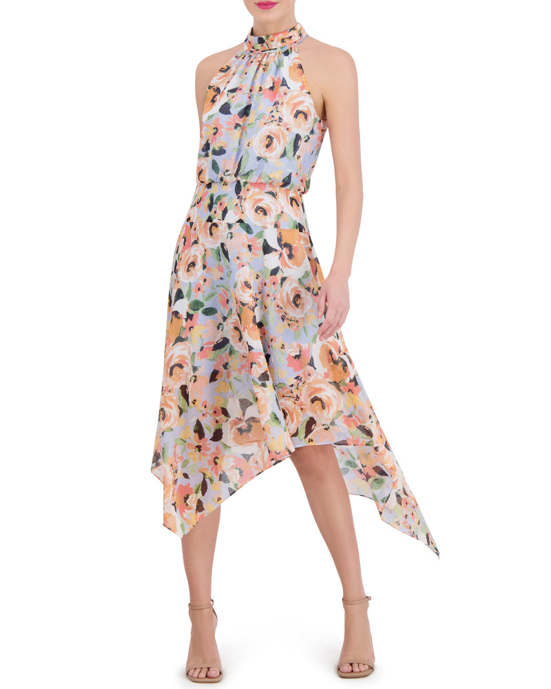 Floral-Print Asymmetric-Hem Dress - Vince Camuto