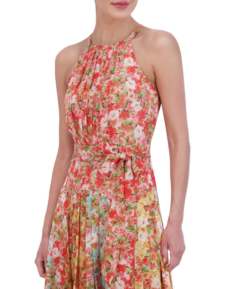 Printed Pleated Chiffon Midi Dress - Vince Camuto