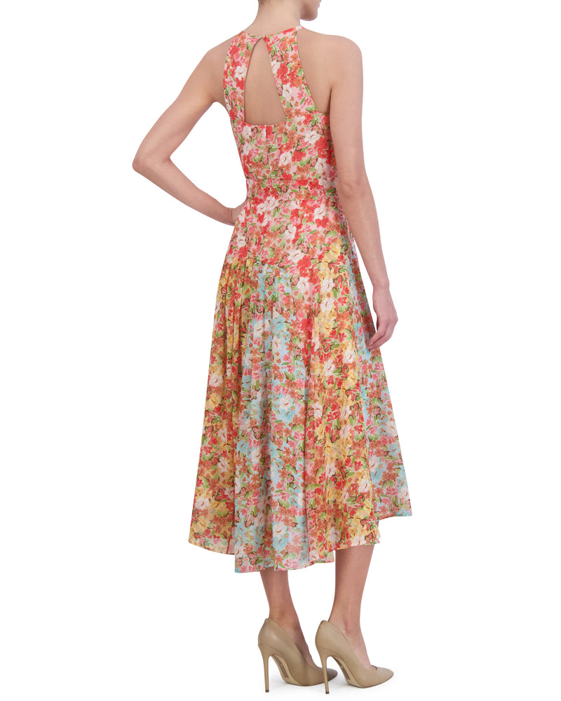 Printed Pleated Chiffon Midi Dress - Vince Camuto