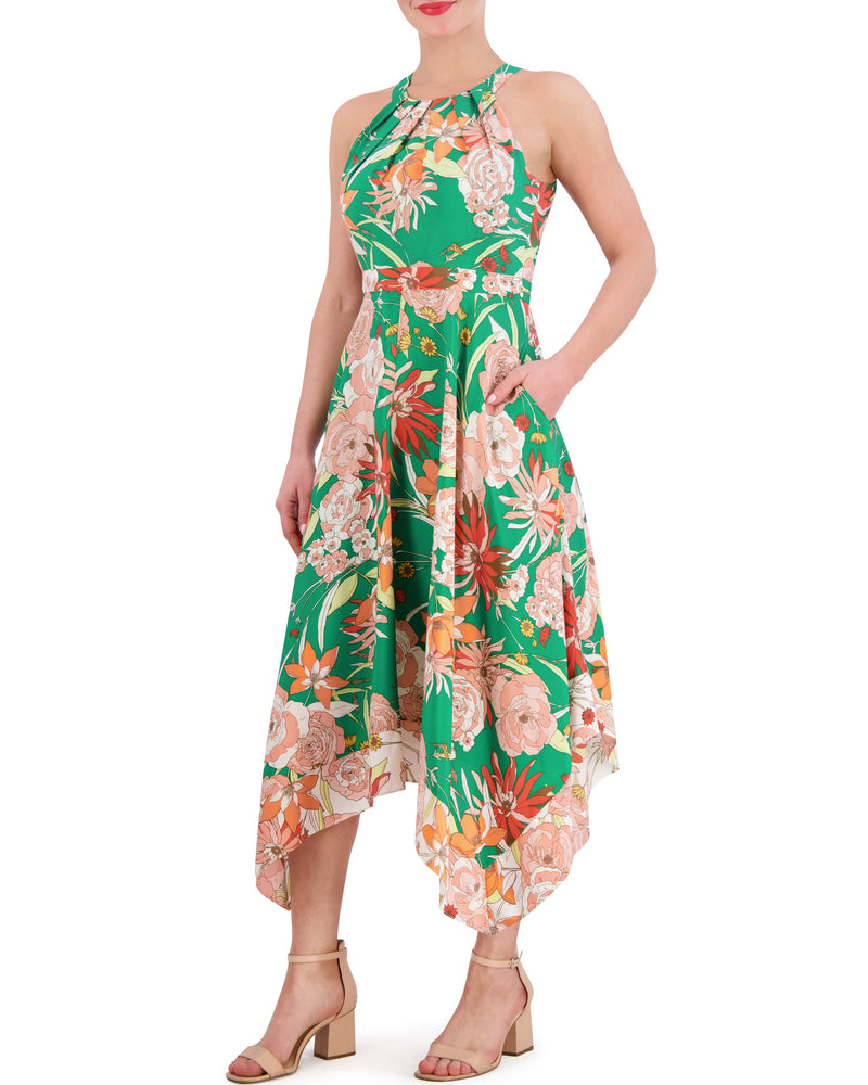 Floral-Print Handkerchief-Hem Dress - Vince Camuto