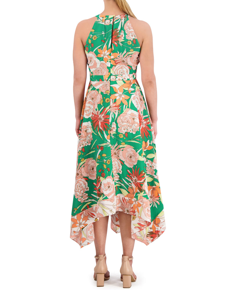 Floral-Print Handkerchief-Hem Dress - Vince Camuto