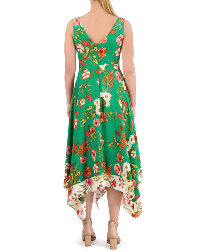 Petite Floral-Print Handkerchief-Hem Dress - Vince Camuto