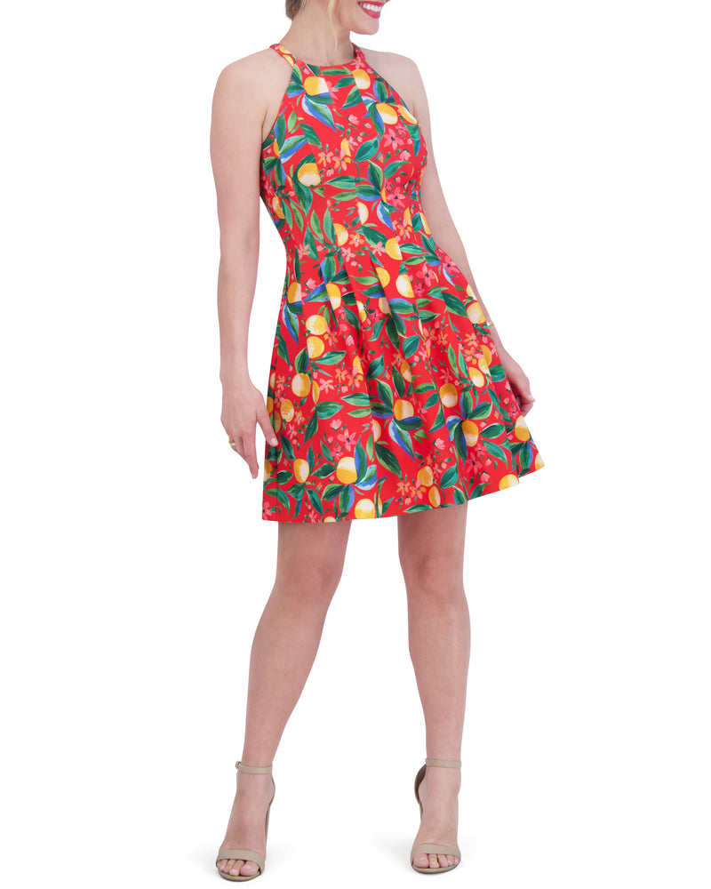 Petite Printed Cutout Halter Dress - Vince Camuto