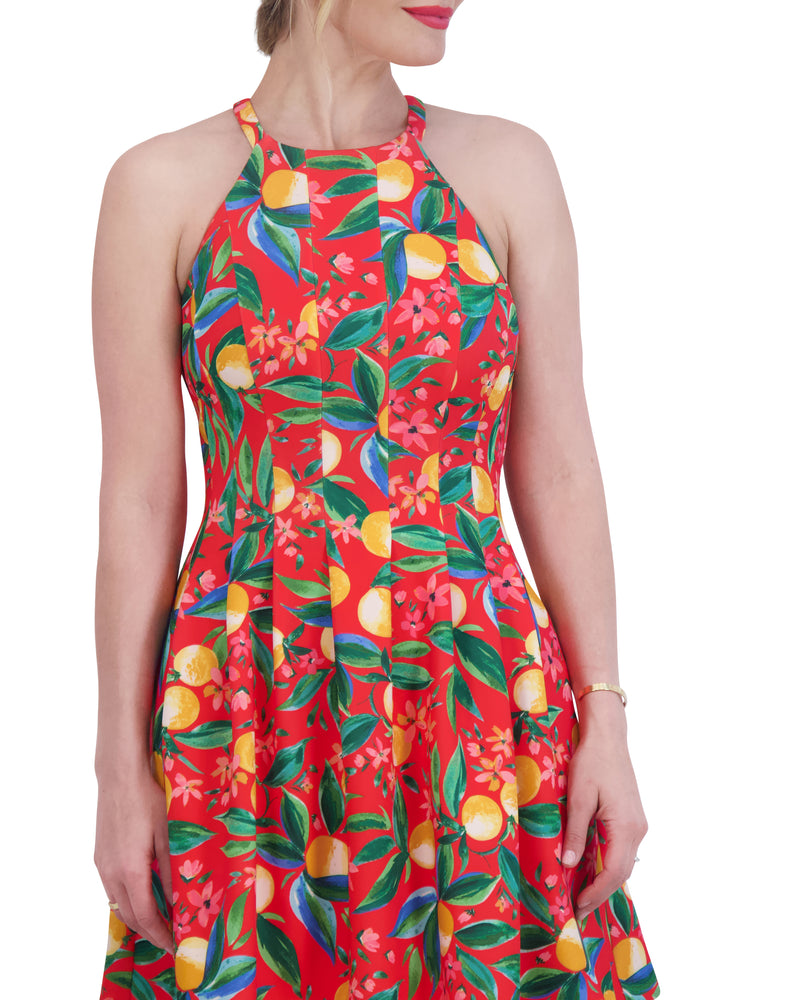 Petite Printed Cutout Halter Dress - Vince Camuto