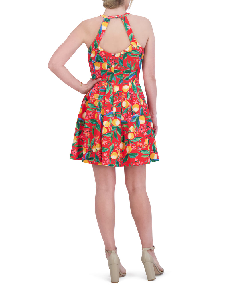 Petite Printed Cutout Halter Dress - Vince Camuto