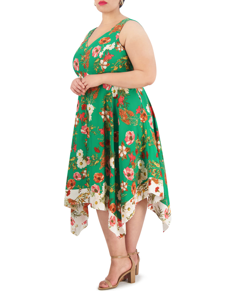 Plus-Size Floral-Print Handkerchief-Hem Dress - Vince Camuto