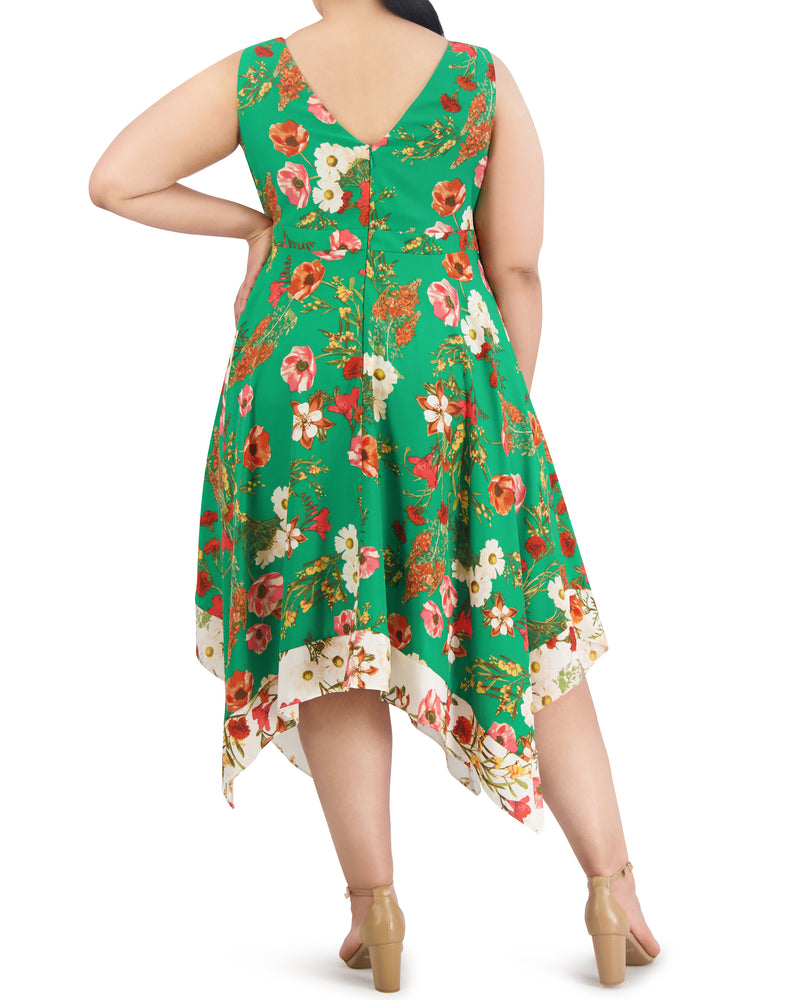 Plus-Size Floral-Print Handkerchief-Hem Dress - Vince Camuto