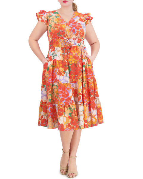 Plus-Size Floral-Print Tiered Dress - Vince Camuto