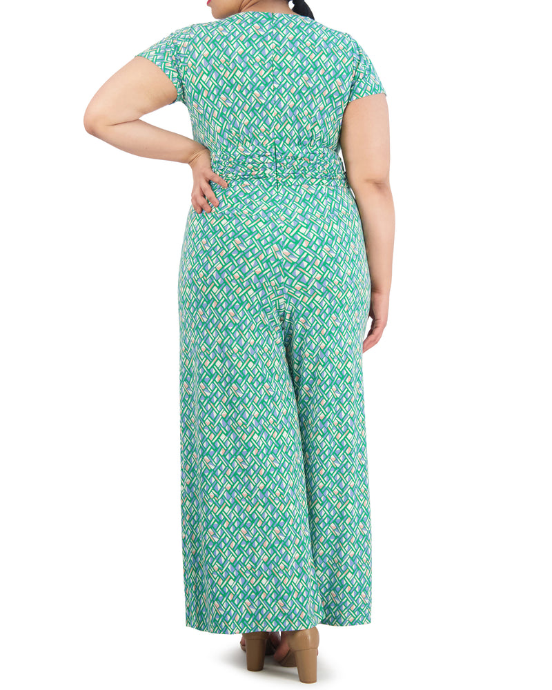 Plus-Size Printed Twist-Front Flared-Leg Jumpsuit - Vince Camuto