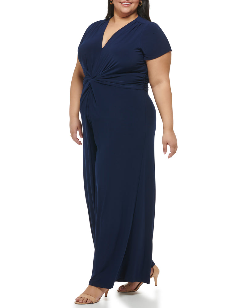 Plus-Size Twist-Front Flared-Leg Jumpsuit - Vince Camuto