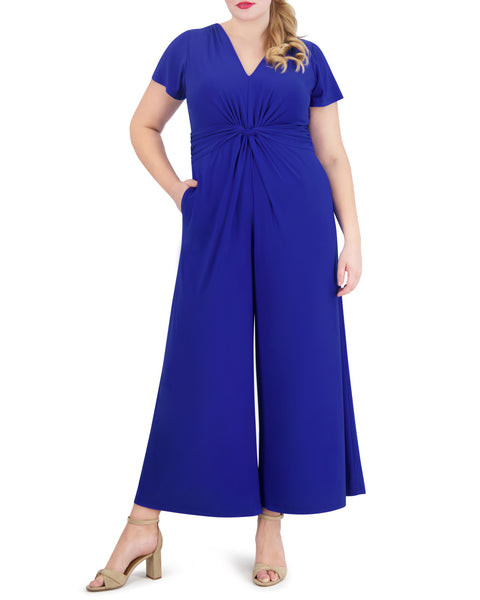 Plus-Size Twist-Front Flared-Leg Jumpsuit - Vince Camuto