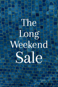 Pool bottom with words "long weekend sale" on white 