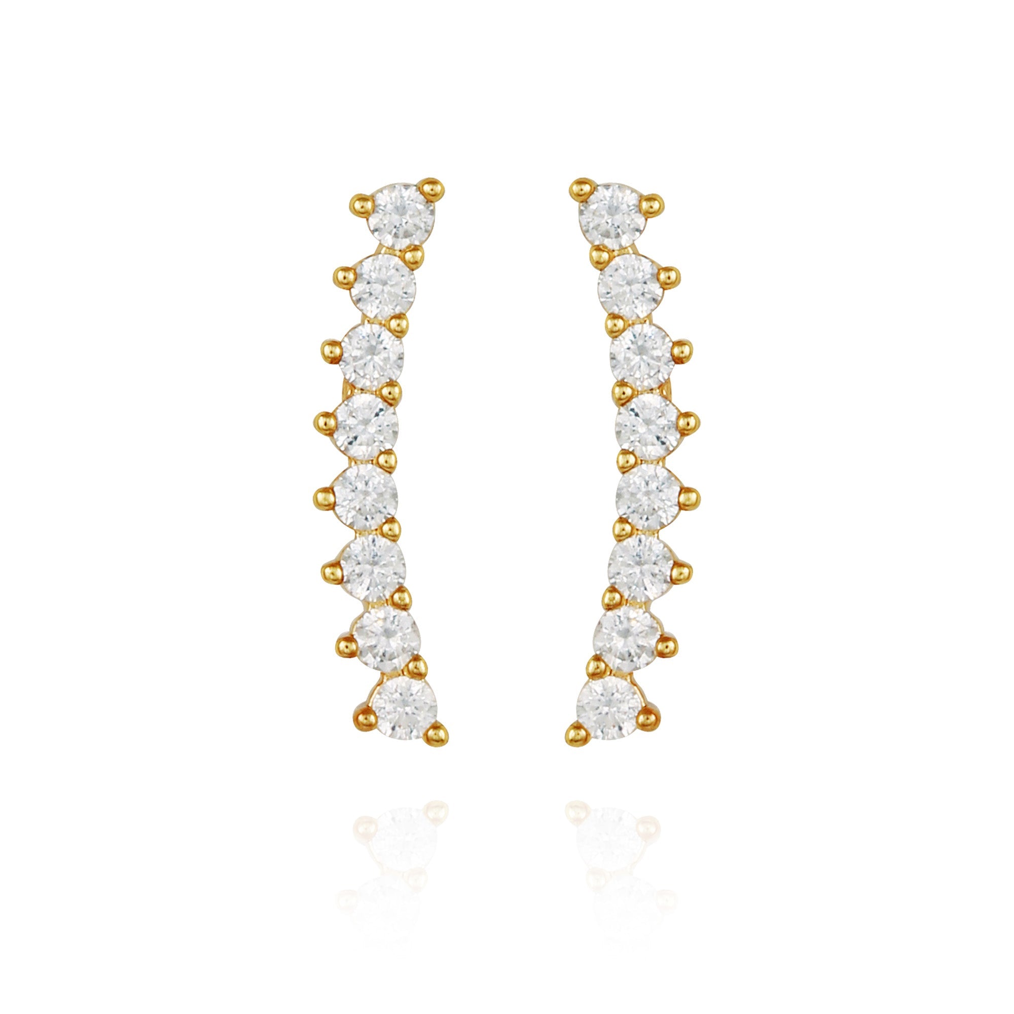 Cubic Zirconia Climber Earrings - Gold Tone - Vince Camuto