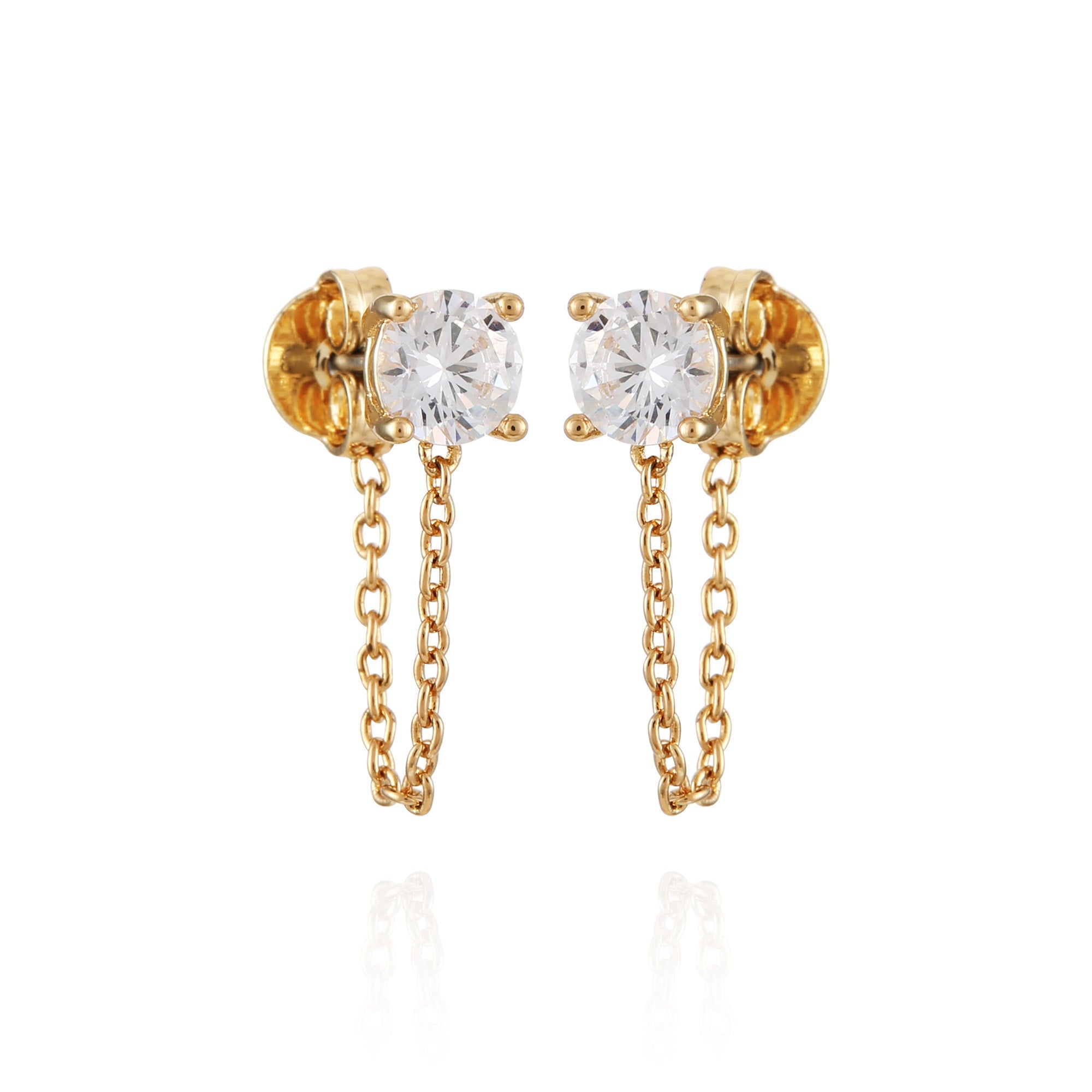 Crystal Stud Chain Dangle Drop Earrings - Gold Tone - Vince Camuto