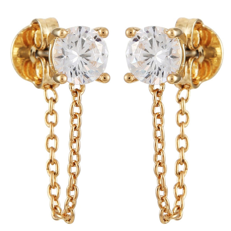 Crystal Stud Chain Dangle Drop Earrings - Gold Tone - Vince Camuto