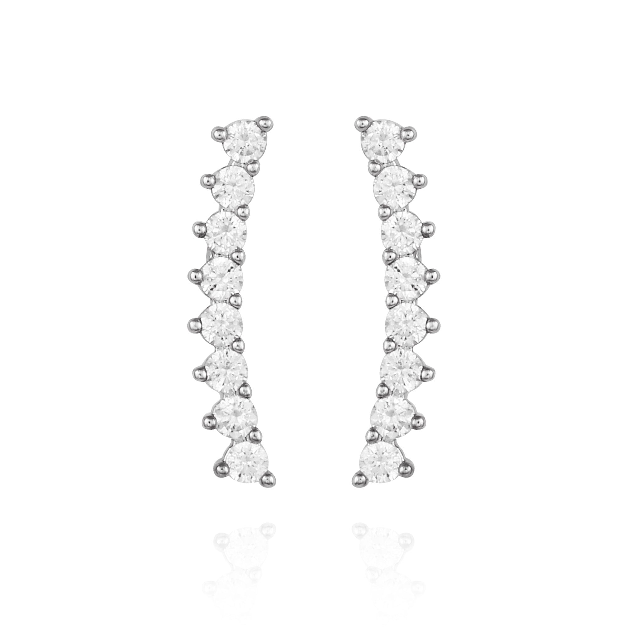 Cubic Zirconia Climber Earrings - Silver Tone - Vince Camuto