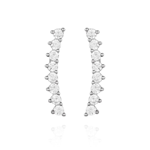 Cubic Zirconia Climber Earrings - Silver Tone - Vince Camuto