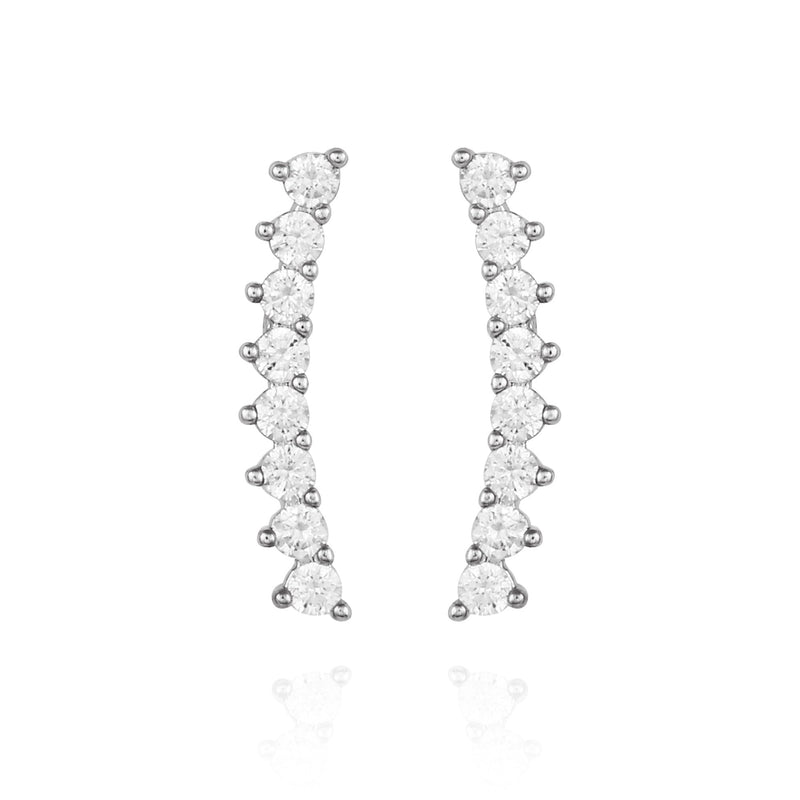 Cubic Zirconia Climber Earrings - Silver Tone - Vince Camuto