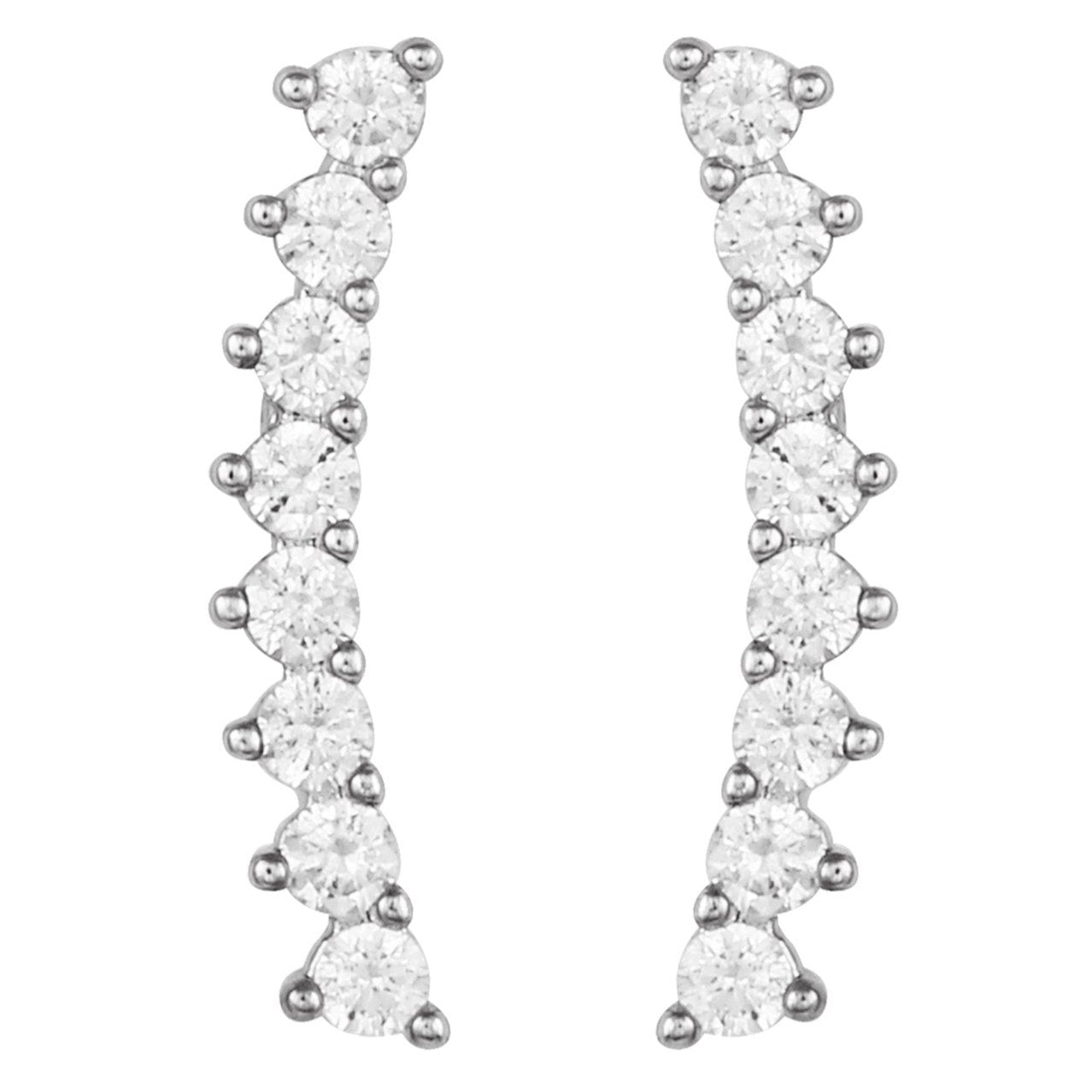Cubic Zirconia Climber Earrings - Silver Tone - Vince Camuto