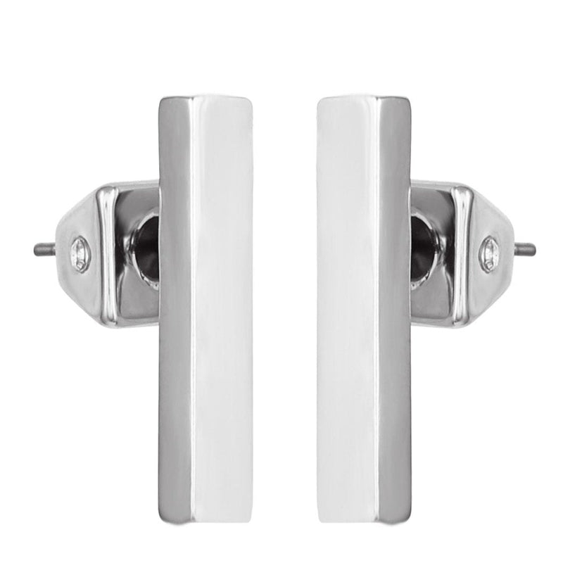 Rectangle Bar Stud Earrings - Silver Tone - Vince Camuto