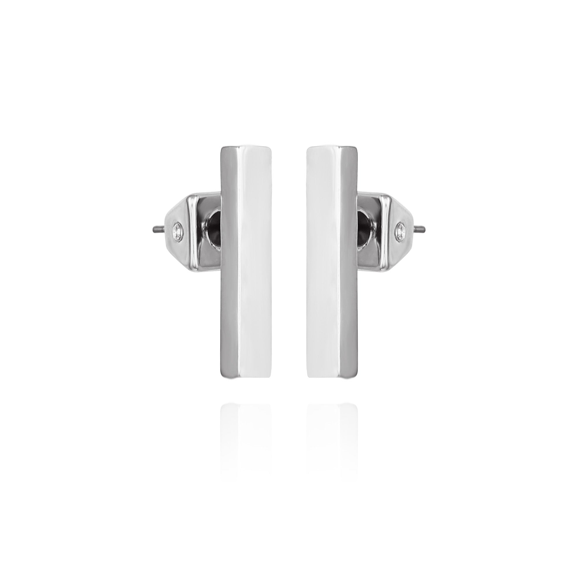 Rectangle Bar Stud Earrings - Silver Tone - Vince Camuto