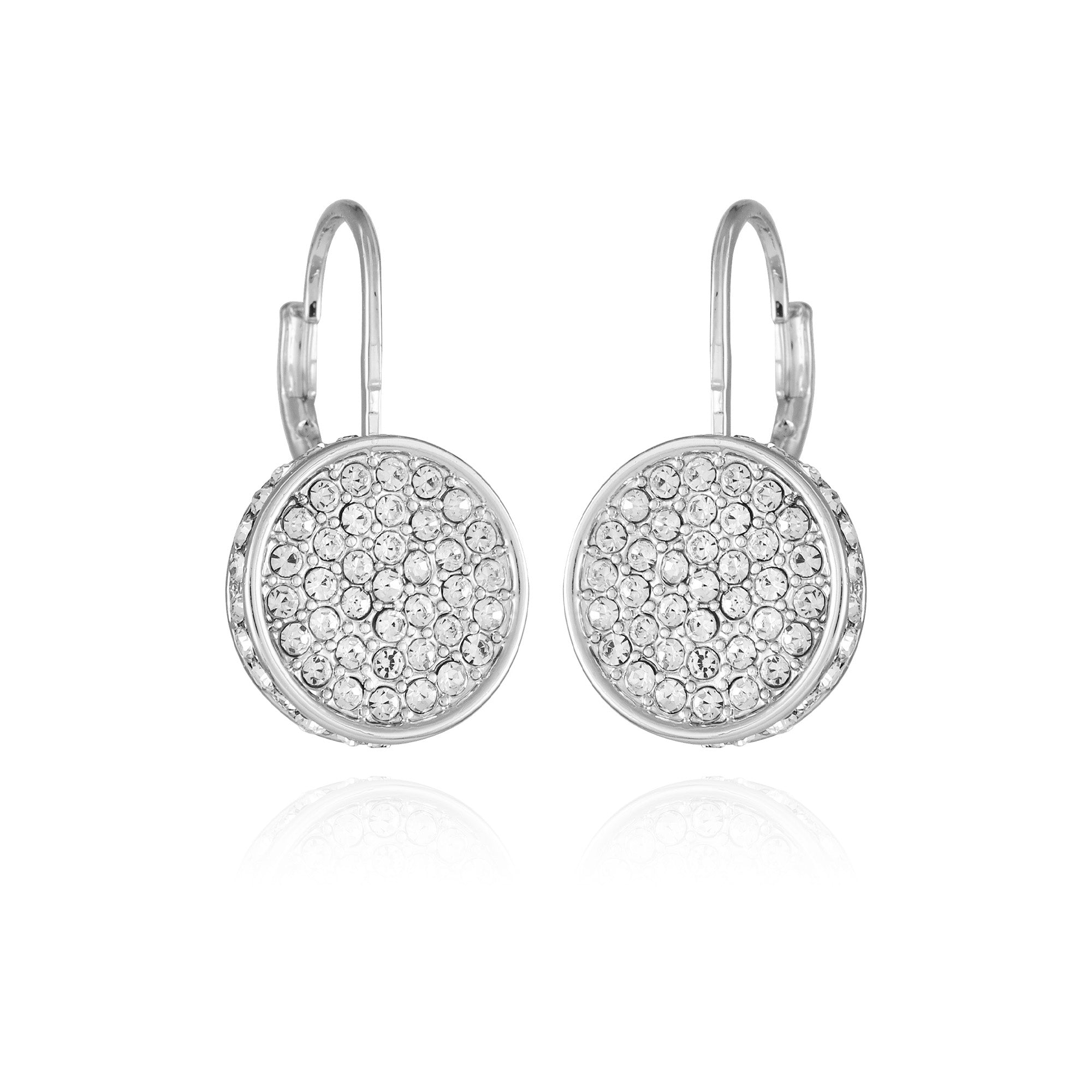 Silvertone Glass Stone Coin Leverback Earrings - Silver Tone - Vince Camuto