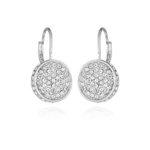 Silvertone Glass Stone Coin Leverback Earrings - Silver Tone - Vince Camuto