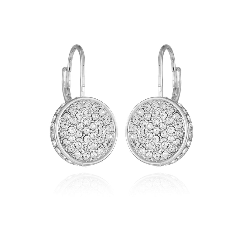 Silvertone Glass Stone Coin Leverback Earrings - Silver Tone - Vince Camuto