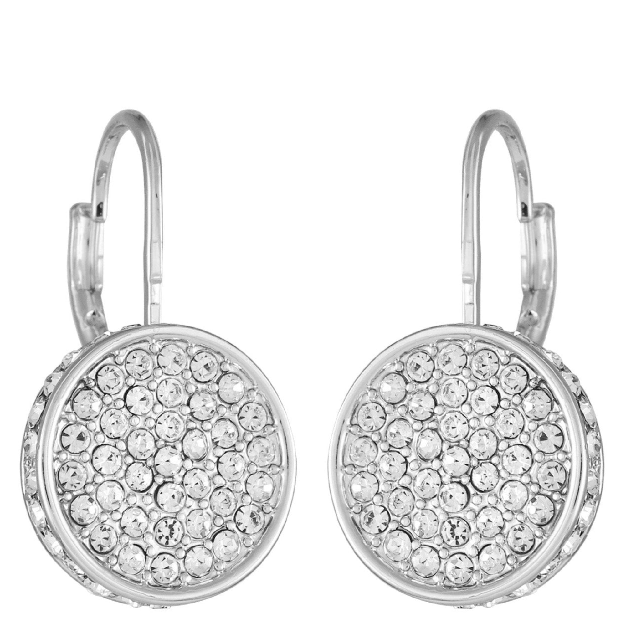 Silvertone Glass Stone Coin Leverback Earrings - Silver Tone - Vince Camuto