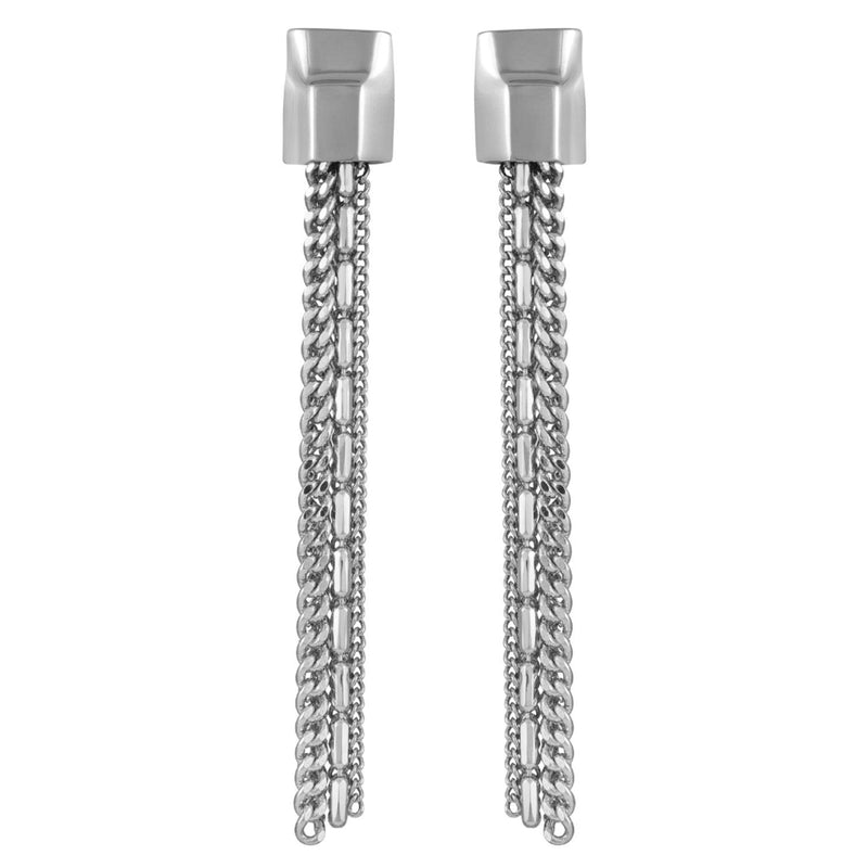 Silvertone Mixed Chain Linear Tassel Dangle Drop Earrings - Vince Camuto