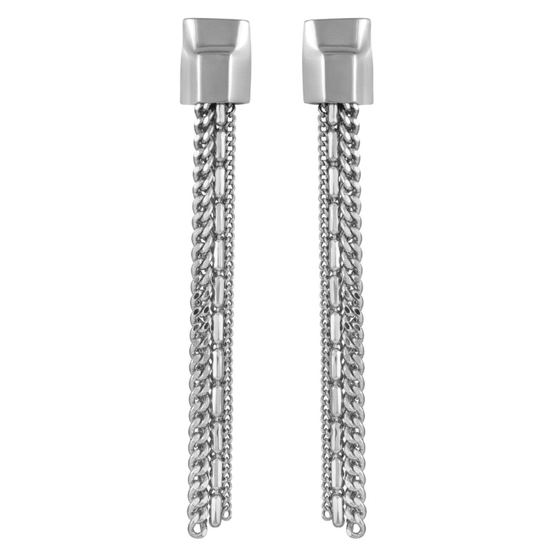 Silvertone Mixed Chain Linear Tassel Dangle Drop Earrings - Silver Tone - Vince Camuto