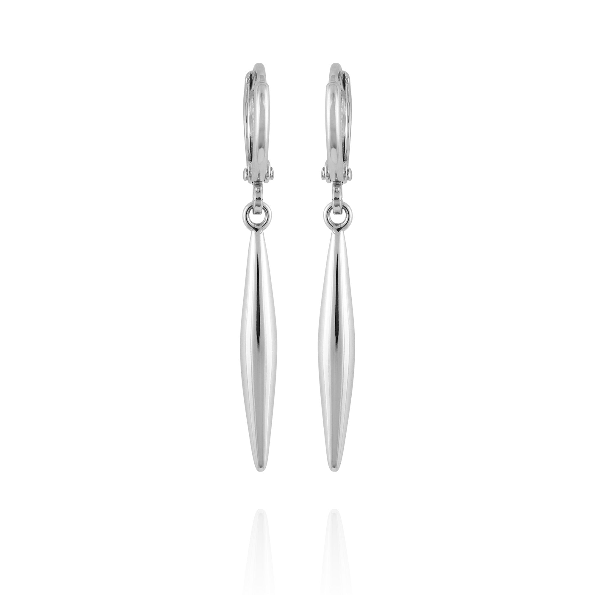 Silvertone Spear Dangle Huggie Hoop Drop Earrings - Vince Camuto