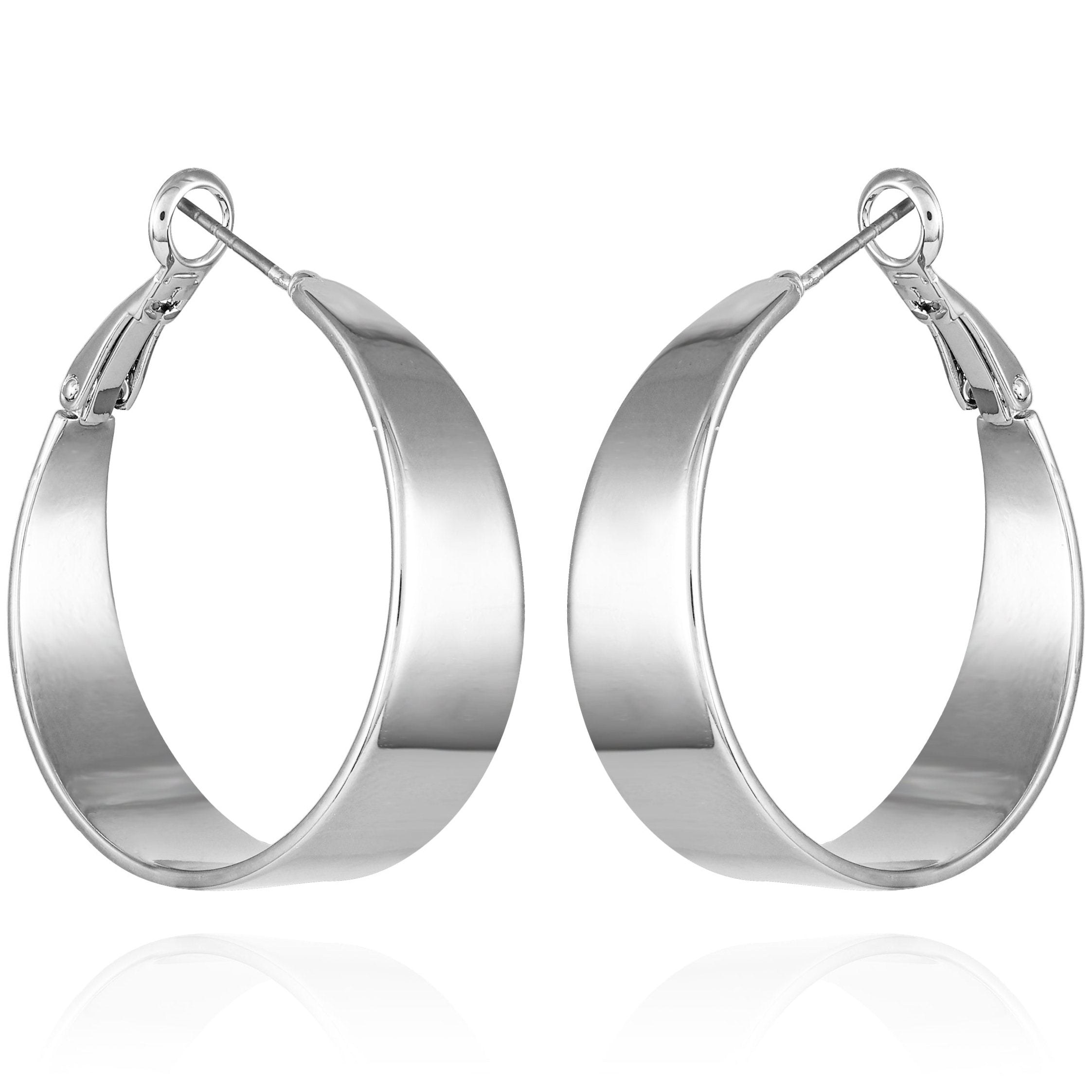 Band Thick Hoop Earrings - Silver Tone - Vince Camuto