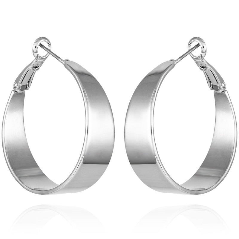 Band Thick Hoop Earrings - Silver Tone - Vince Camuto