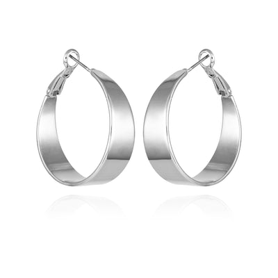 Band Thick Hoop Earrings - Silver Tone - Vince Camuto