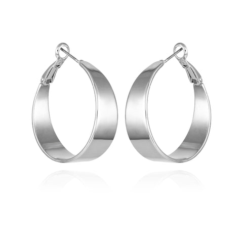 Band Thick Hoop Earrings - Silver Tone - Vince Camuto