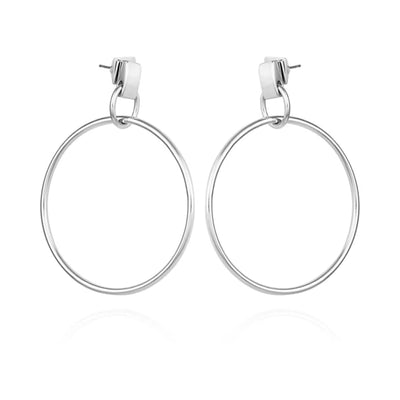 Silvertone Hoop Drop Earrings - Vince Camuto