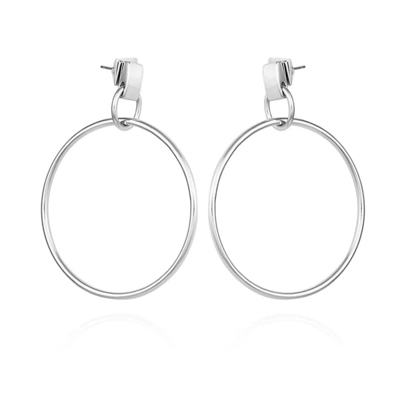 Silvertone Hoop Drop Earrings - Vince Camuto